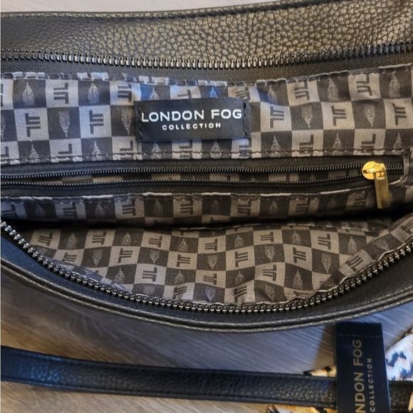 NEW Black London Fog Quendi Satchel w/ Leopard Print Twilly - Picture 7 of 11